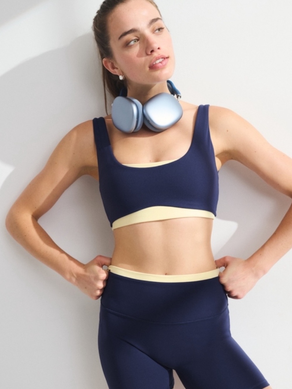 Abercrombie Navy and yellow Sports Bra